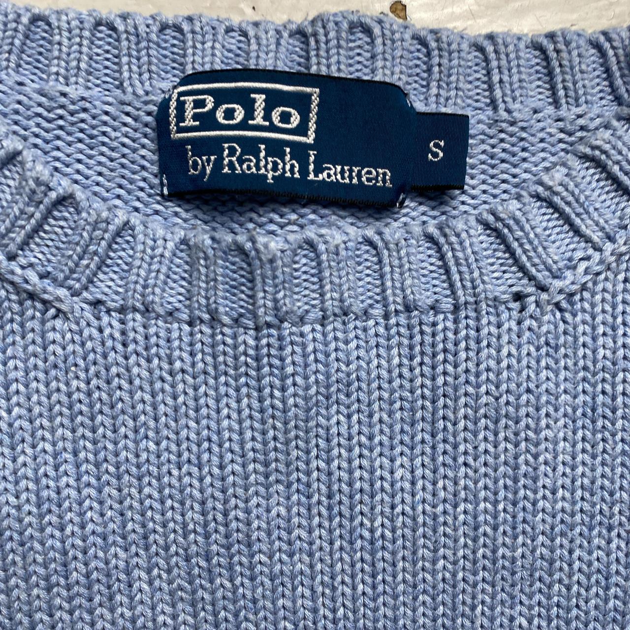 Polo Ralph Lauren Cable Knit Jumper Light Blue and Pink Pony