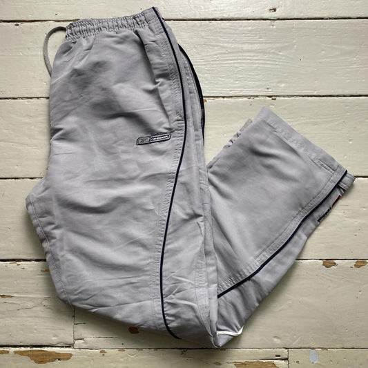 Reebok Vintage Shell Baggy Trackpant Bottoms Silver Navy and White