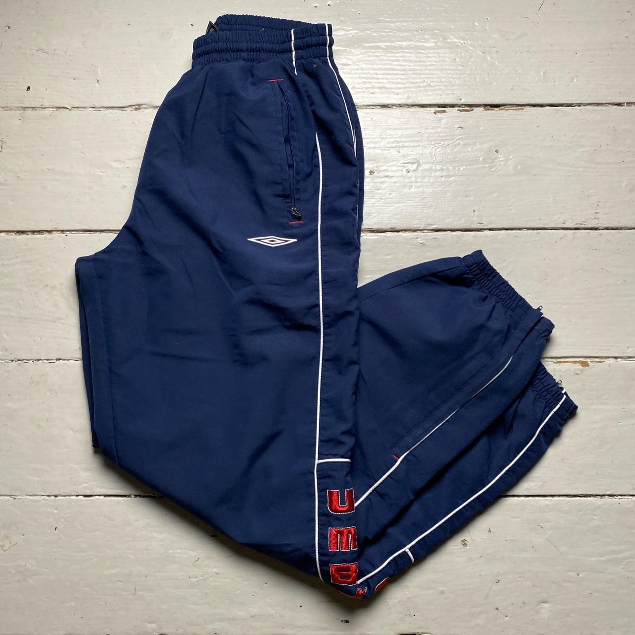 Umbro Vintage Embroidery Spellout Navy White and Red Baggy Trackpant Nylon Shell Bottoms