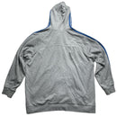 Adidas Performance Essentials Grey and Blue Three Stripe Hoodie (2XL)