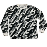 Palace Repeat Spellout Black Grey and White Long Sleeve T Shirt (L)