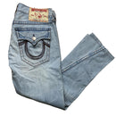 True Religion Light Blue and Brown Stitch Rainbow Joey Jeans (34W)