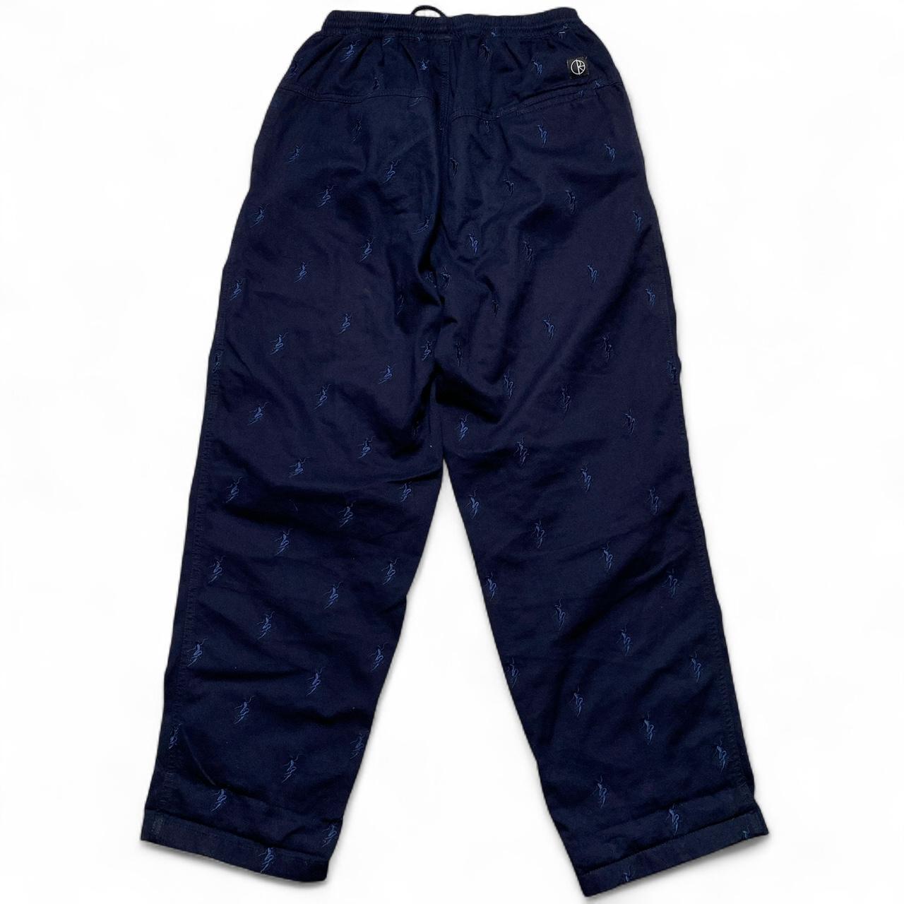 Polar Skate Co Navy and Blue Skater Repeat Embroidery Casual Baggy Lightweight Trousers (S)