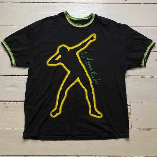 Usain Bolt Jamaica Black Yellow and Green T Shirt