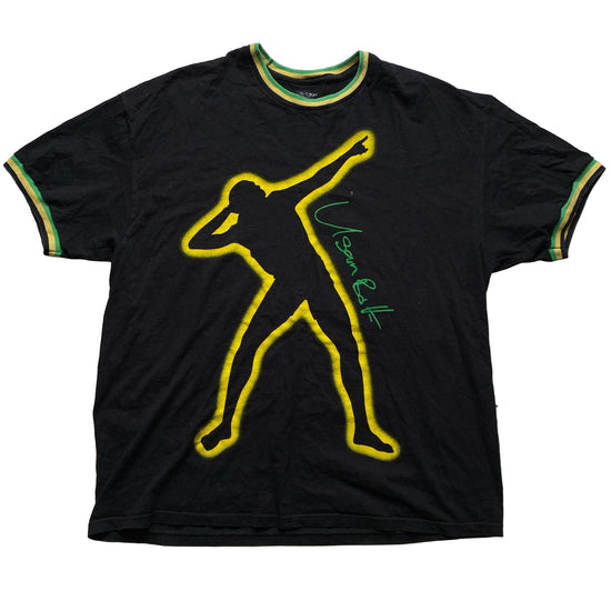 Usain Bolt Jamaica Black Yellow and Green T Shirt (2XL)
