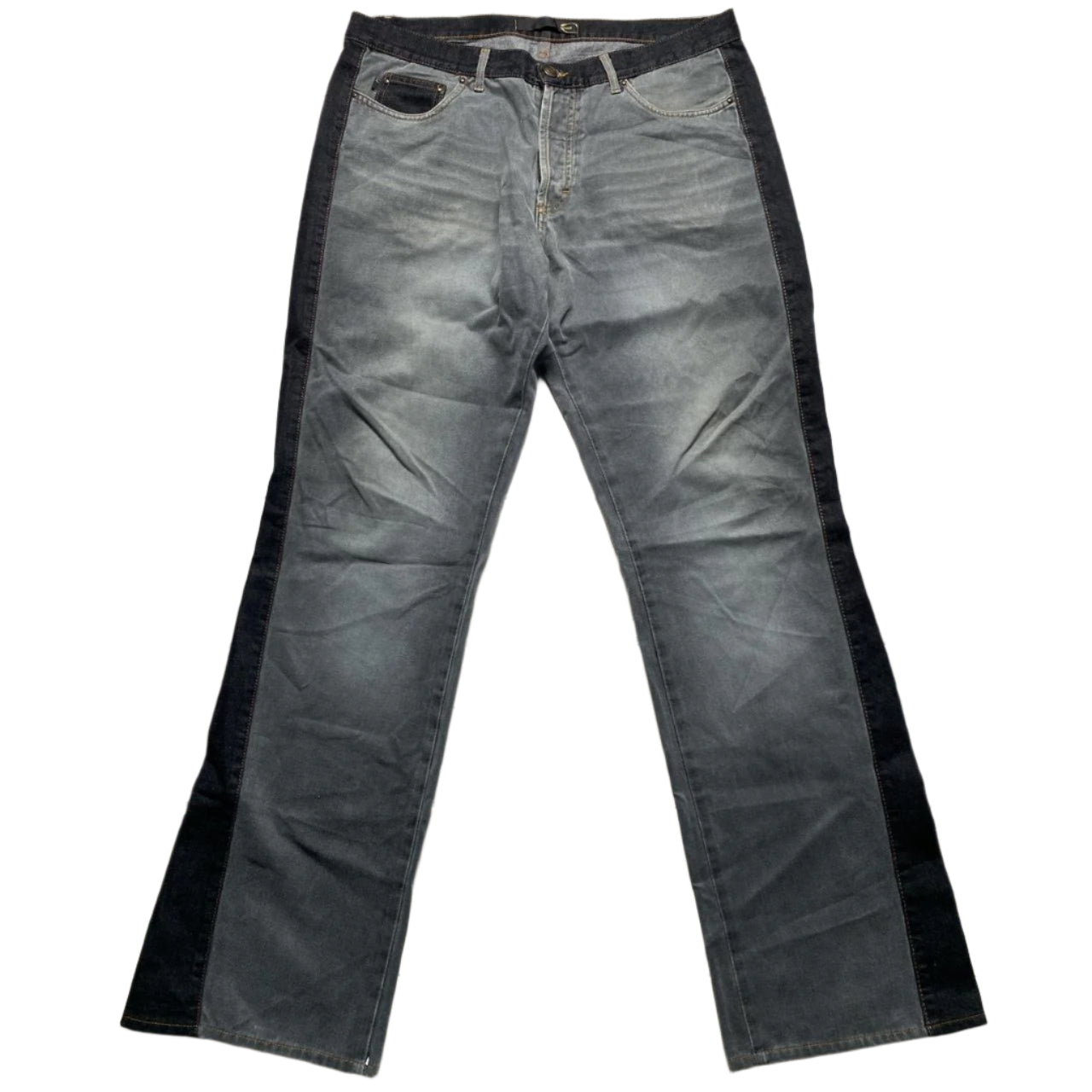 Just Cavalli Vintage Mens Two Tone Grey and Black Baggy Flare Jeans (38W)