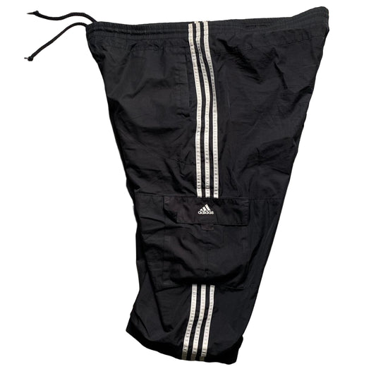 Adidas Black and White Stripe Cargo Shell Trackpant Shorts (XL)