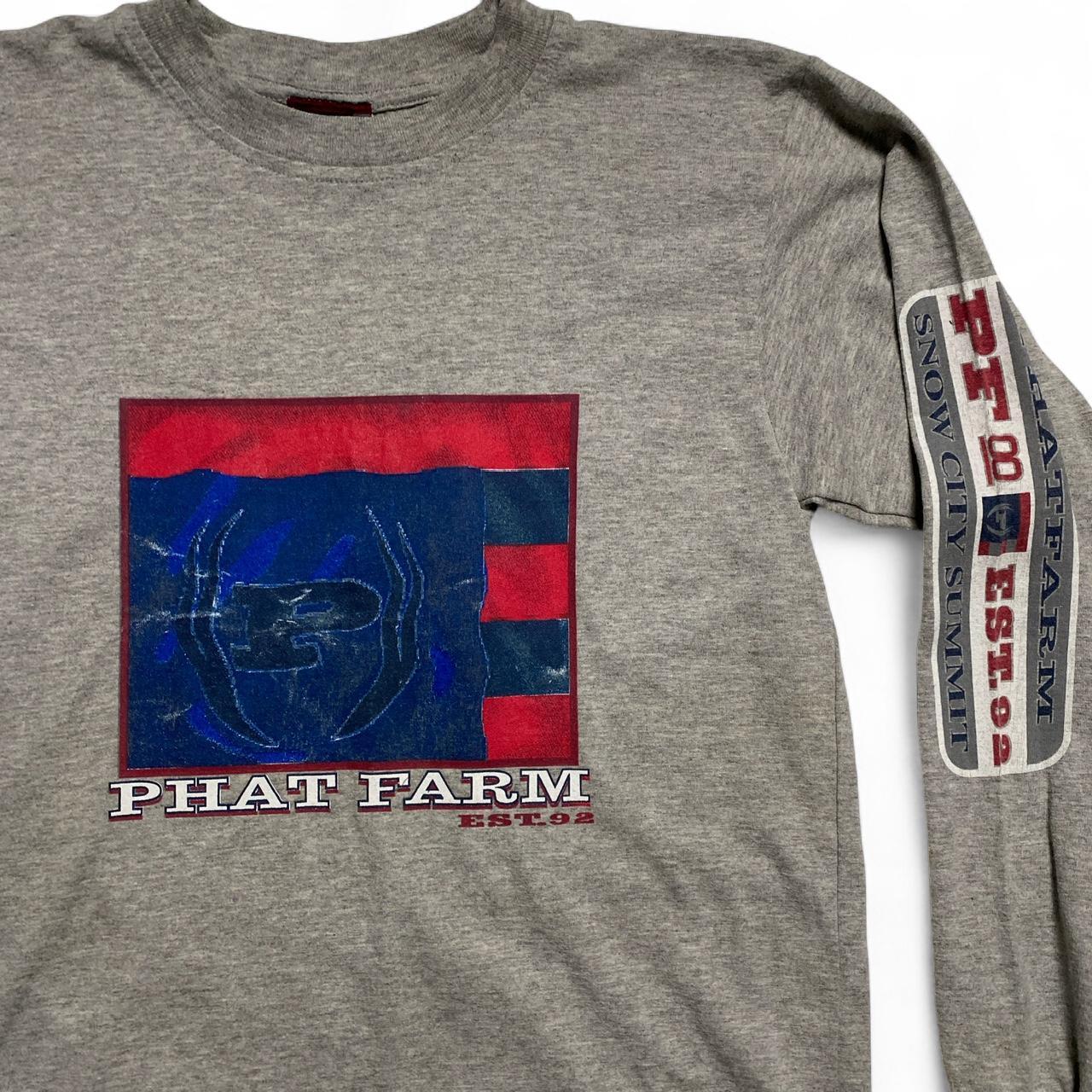 Phat Farm Vintage 90’s Grey Red and Blue Long Sleeve T Shirt (M)