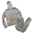 Juicy Couture Grey and Pink Velour Tracksuit (S)