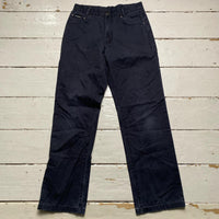 YSL Yves Saint Laurent Black on Black Embroidery Jean Trousers (30W)