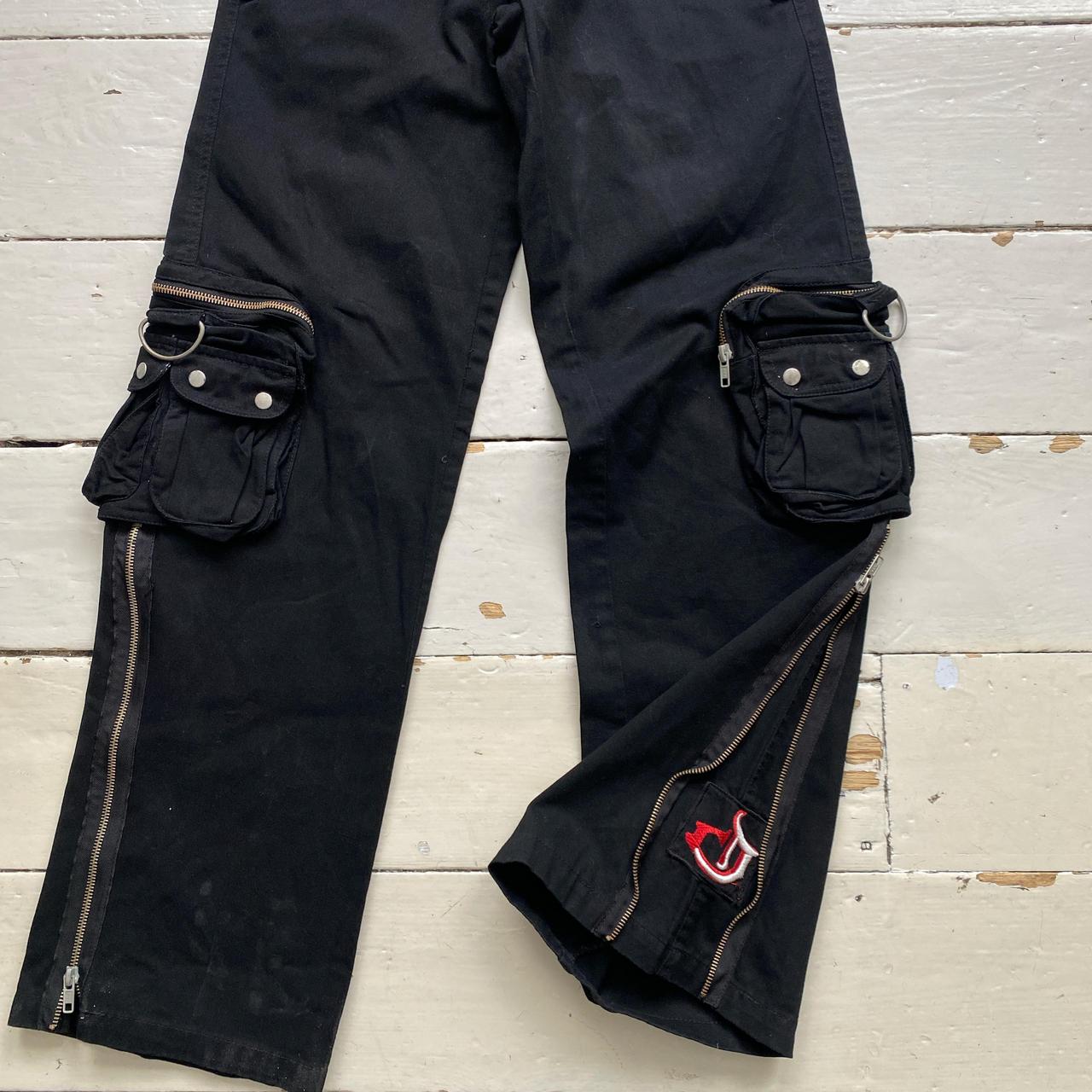 Criminal Damage Black Cargo Bondage Zip and Buckle Jeans