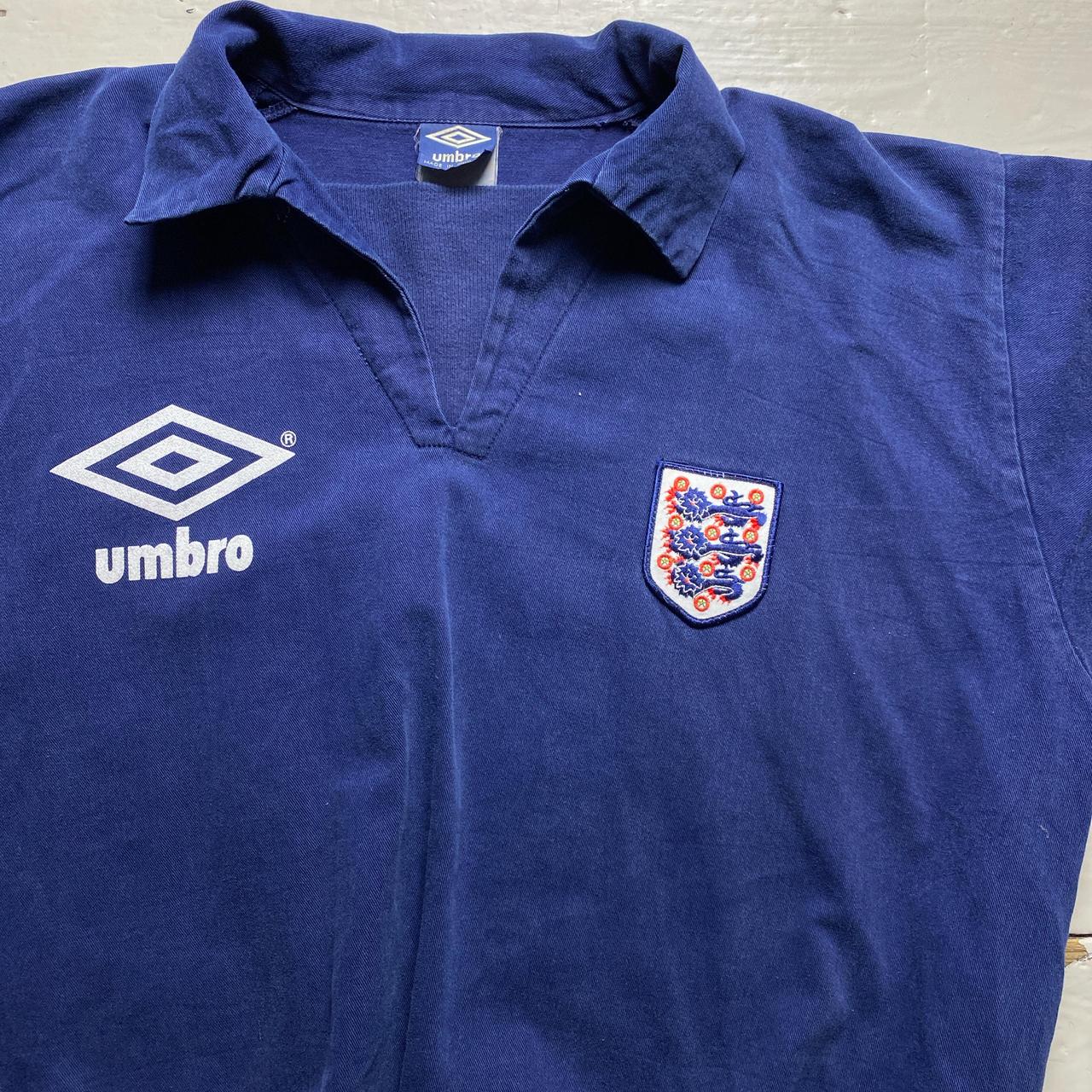 England Umbro Vintage 1990 - 1992 Drill Top Navy and White Overshirt