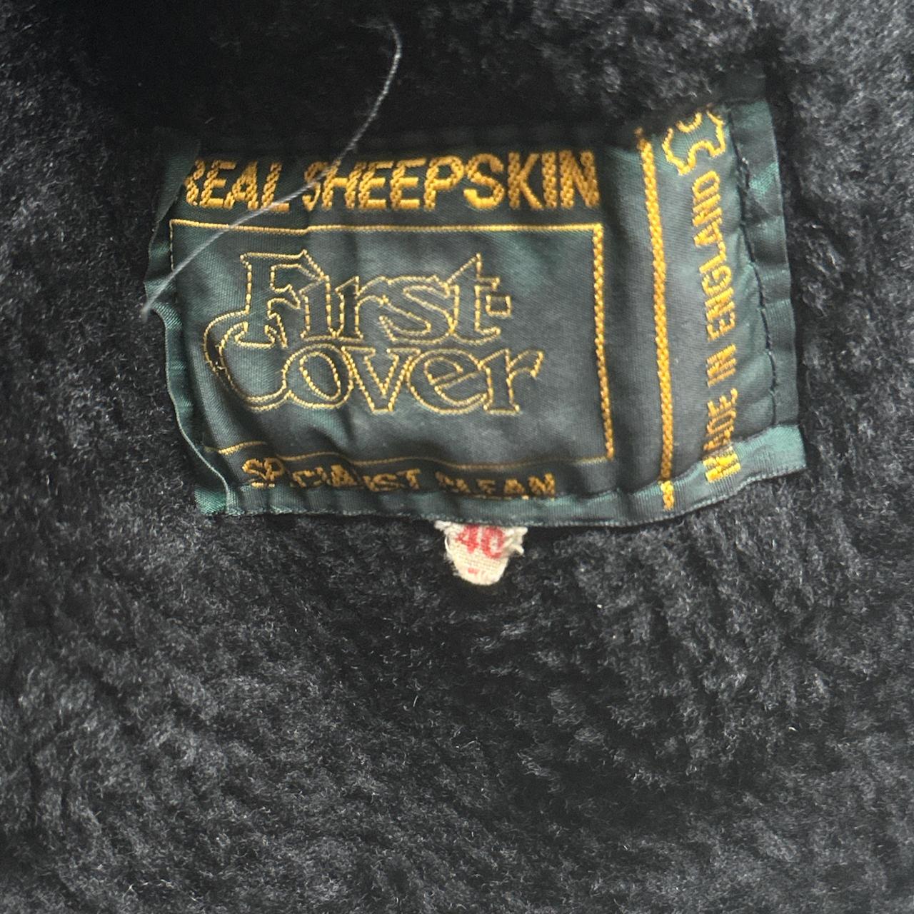 Real Sheepskin Sherling Leather Duffle Bomber Coat Black (L)