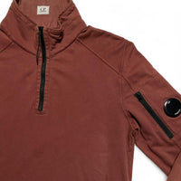 CP Company Burgundy and Black Zip Quarter Zip Jumper (S)