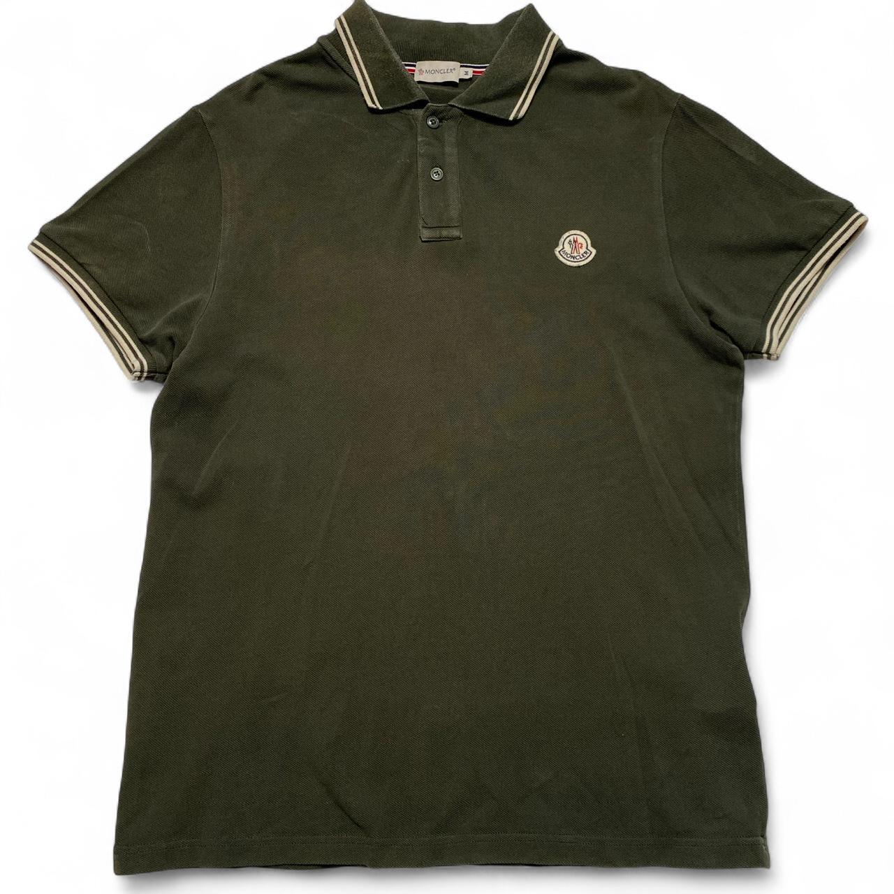 Moncler Khaki Green and White Polo Shirt (M)