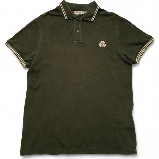 Moncler Khaki Green and White Polo Shirt (M)