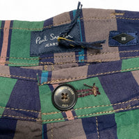 Paul Smith Checked Navy Green and Pink Shorts (36W)