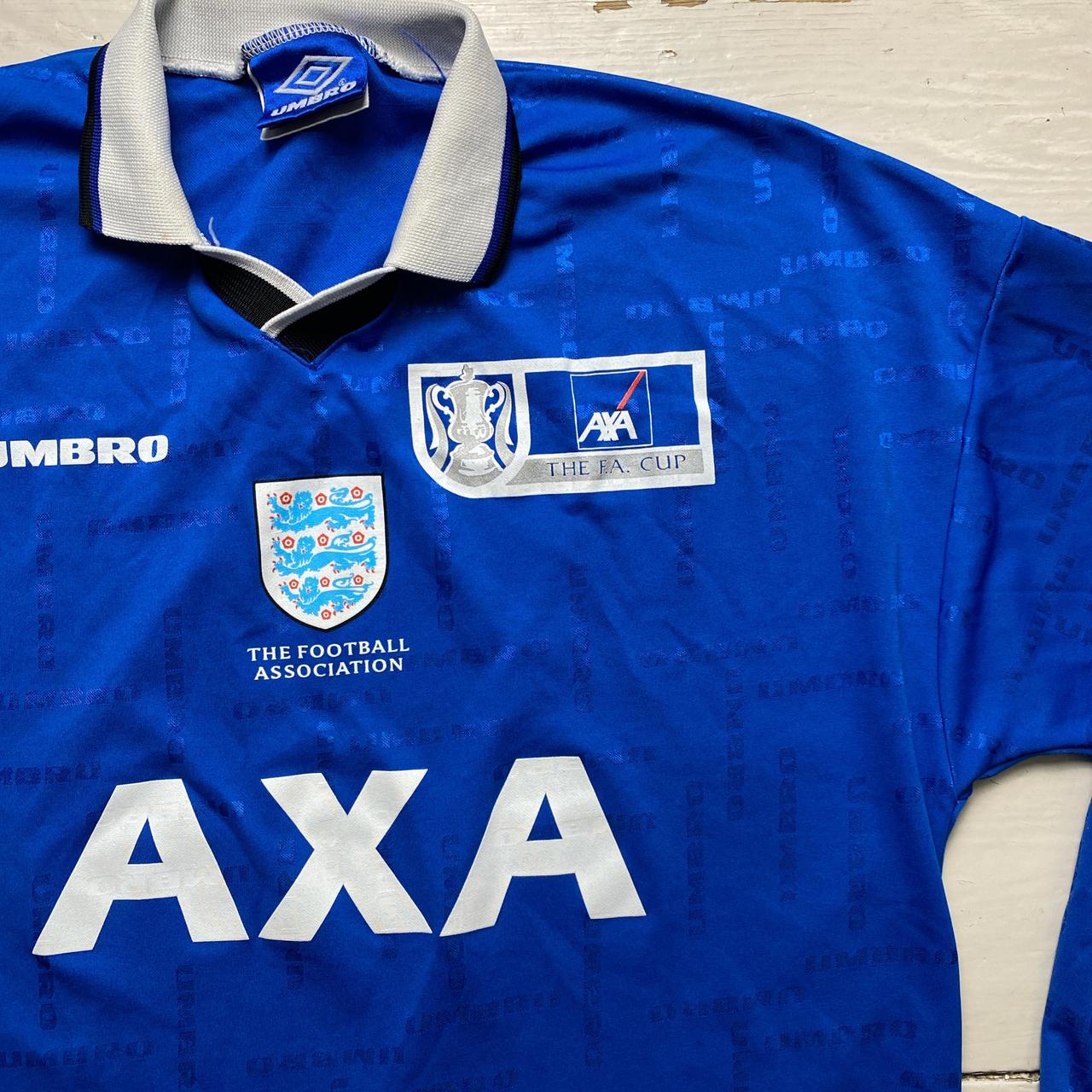 England Umbro Vintage 90’s AXA FA Cup Football Jersey Blue and White