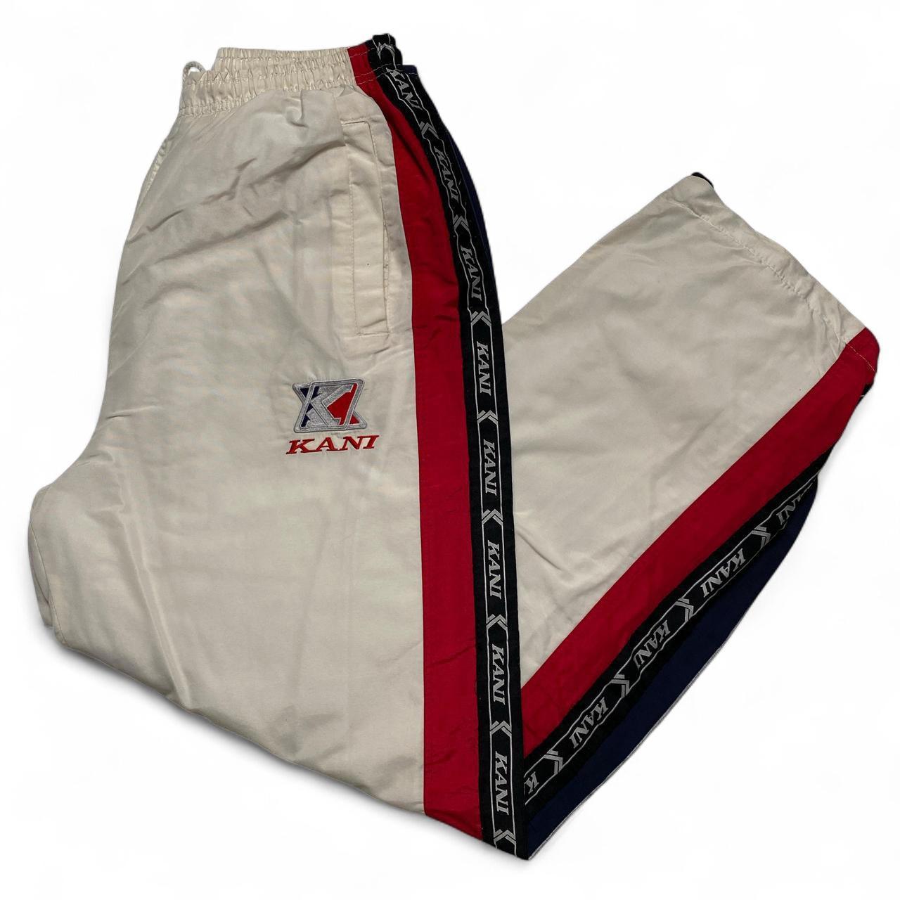 Karl Kani Vintage y2k 90’s Shell Trackpant Bottoms White Navy and Red