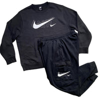 Nike Black and White Big Swoosh Jumper and Cargo Tracksuit (XL)