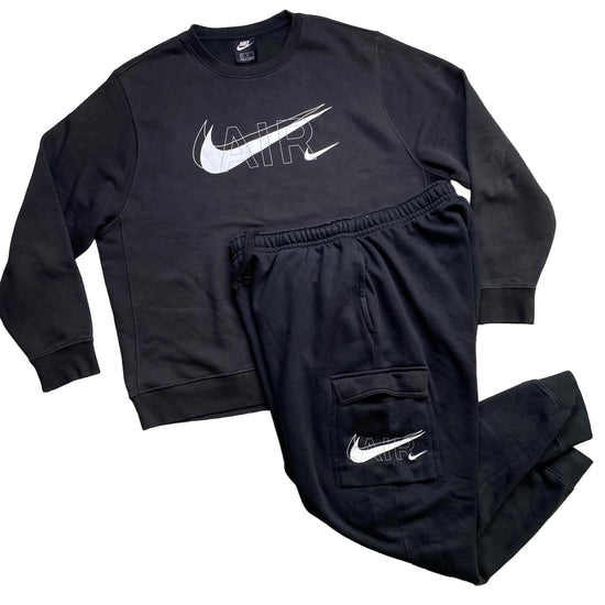 Nike Black and White Big Swoosh Jumper and Cargo Tracksuit (XL)