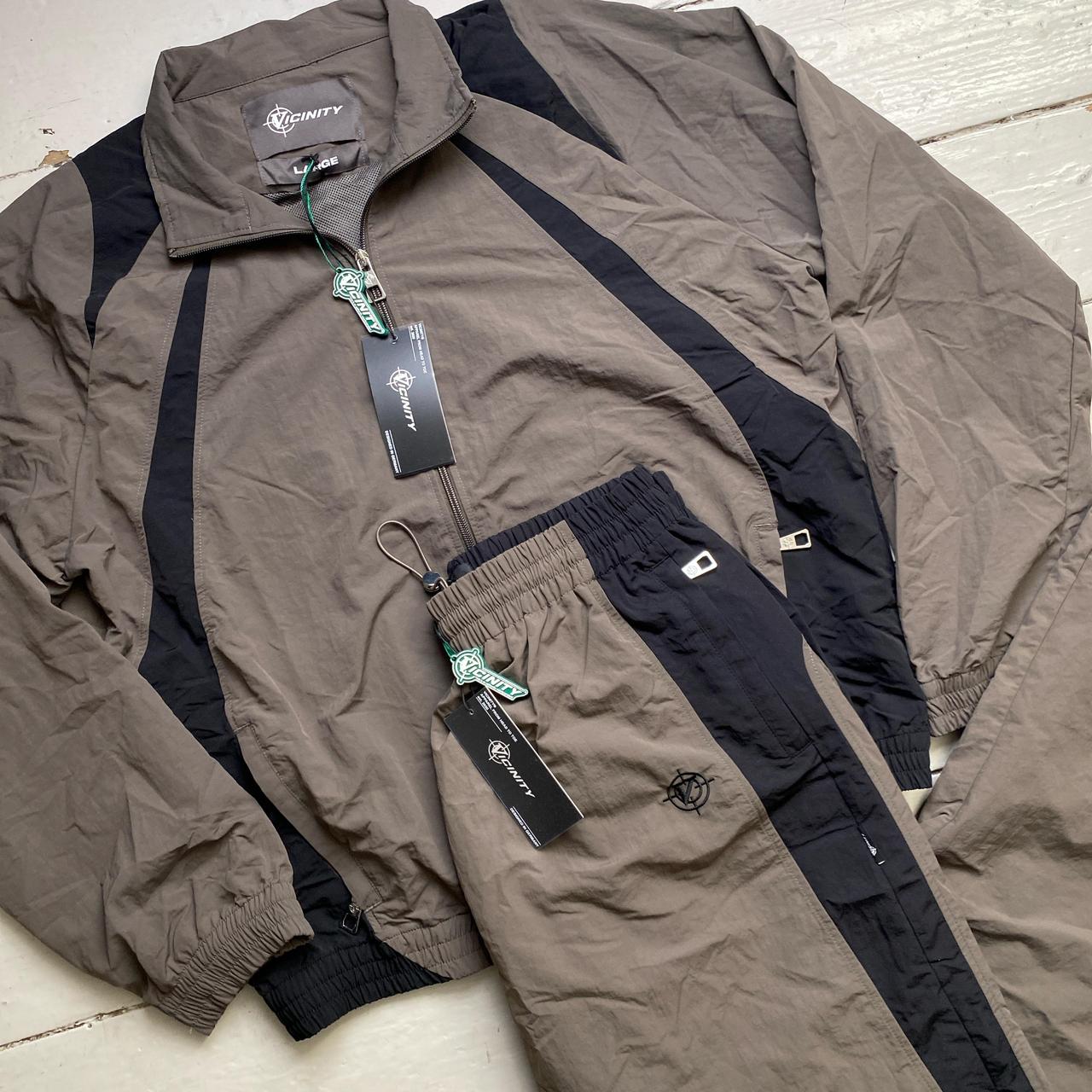 Vicinity Brown and Black Nylon Shell Full Tracksuit (M/L)