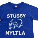 Stussy Vintage Blue and White Skull T Shirt (S)