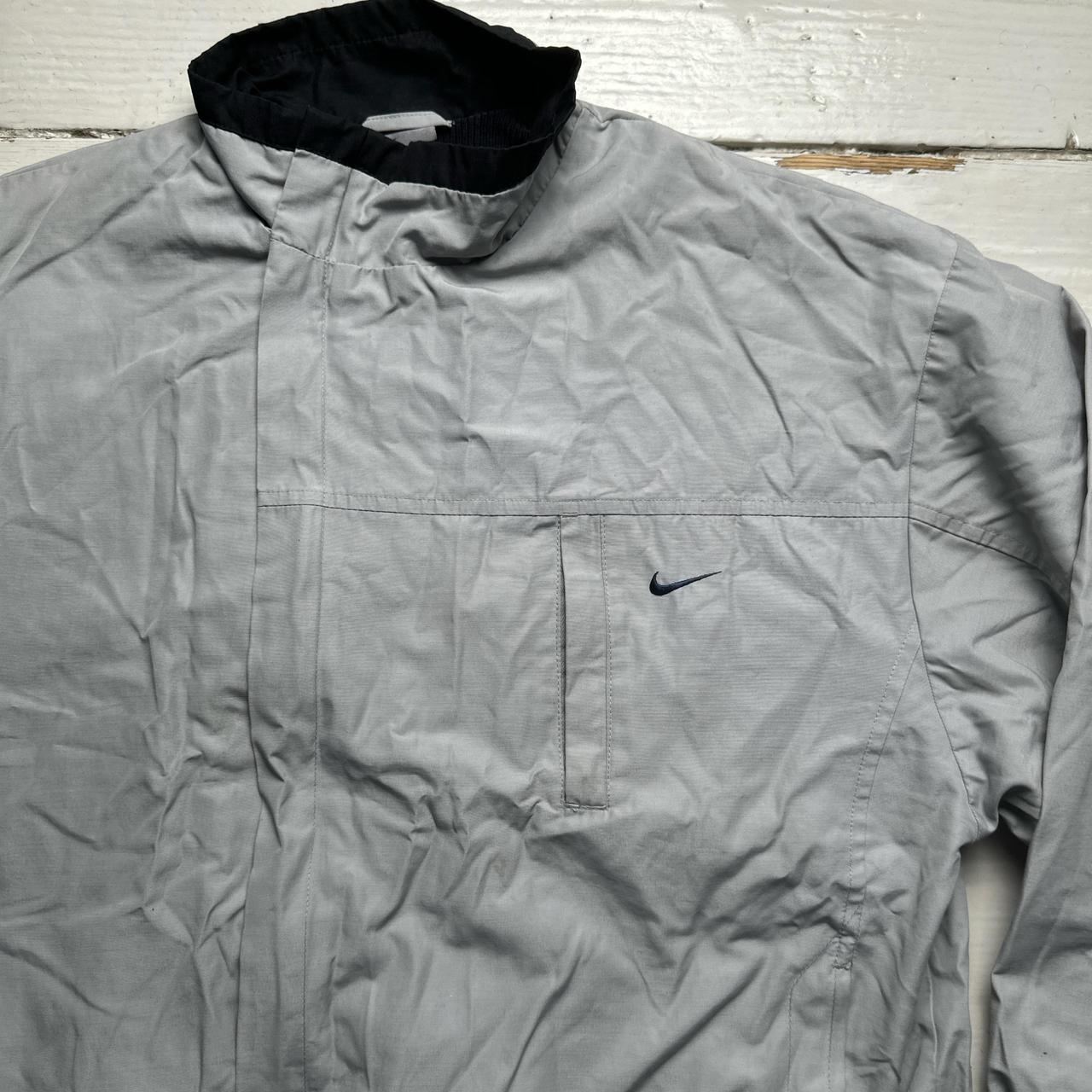 Nike y2k Vintage Silver and Navy Swoosh Shell Tracksuit Windbreaker Jacket