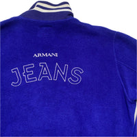 Armani Jeans Blue and White Vintage 90’s Fleece Quarter Zip Jumper (L)