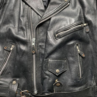 London Leather Vintage Black Biker Motorcycle Jacket (L)