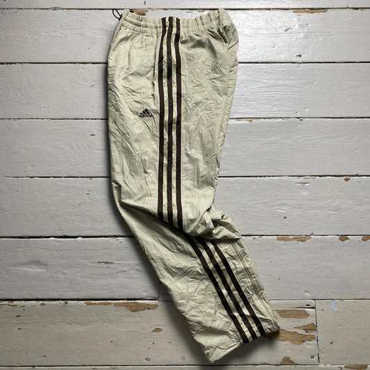 Adidas Cream and Brown Shell Trackpant Bottoms