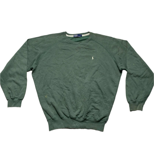 Ralph Lauren Polo Green and Cream Vintage Jumper (L)
