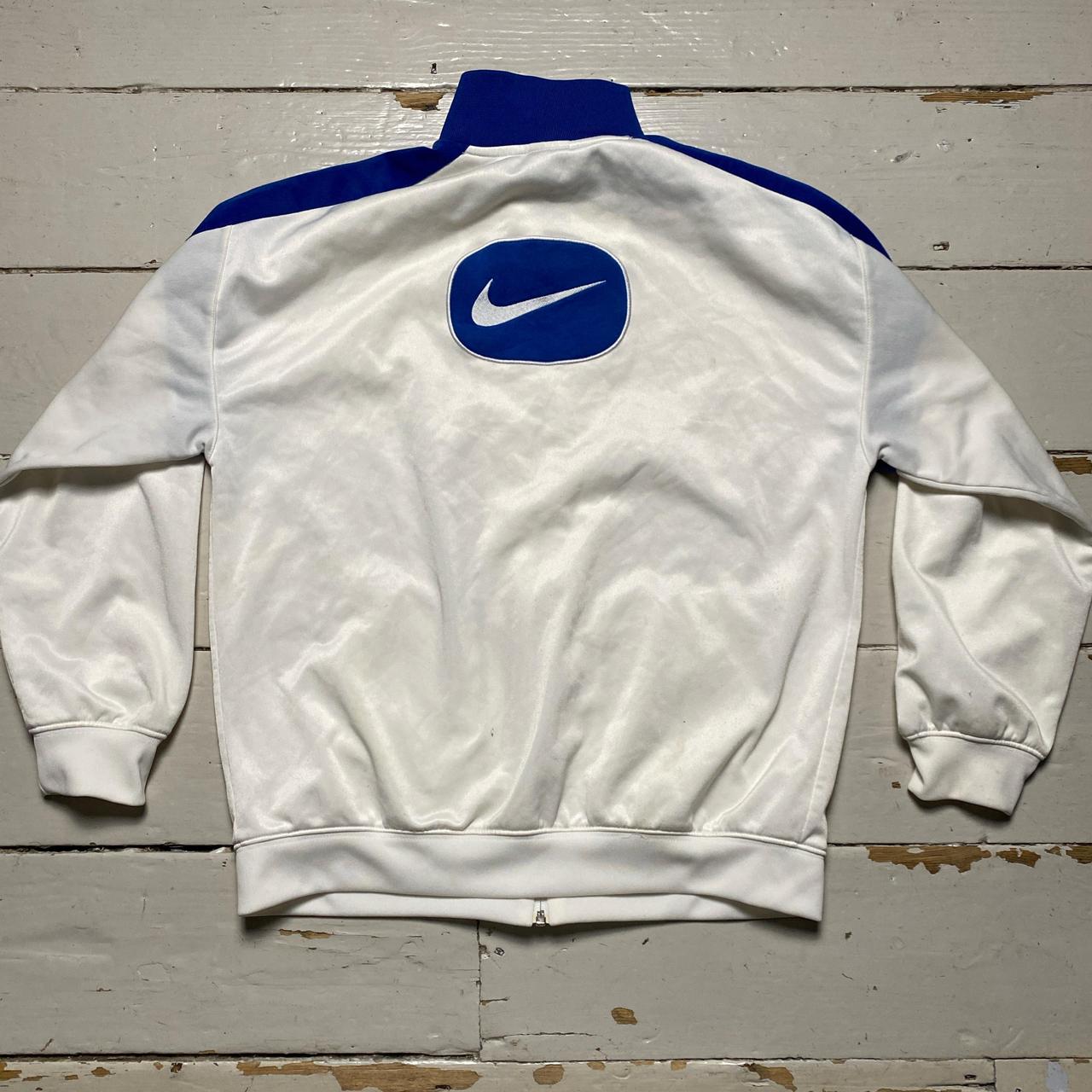 Nike Vintage White and Blue y2k Tracksuit Jacket