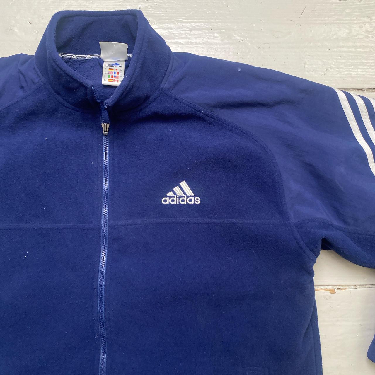 Adidas Navy and White Climawarm Fleece and Shell Zip Jumper