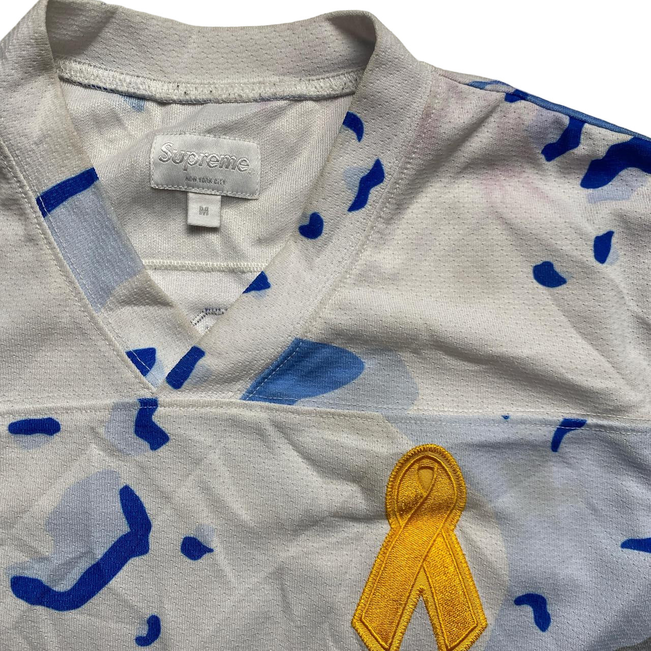 Supreme Desert Camo Light Blue White and Yellow Hockey Jersey (M)