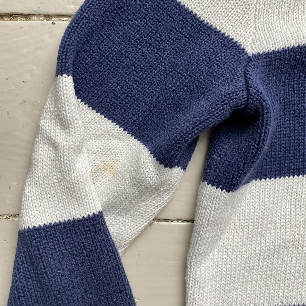 Polo Ralph Lauren Navy and White Stripe Quarter Zip Jumper