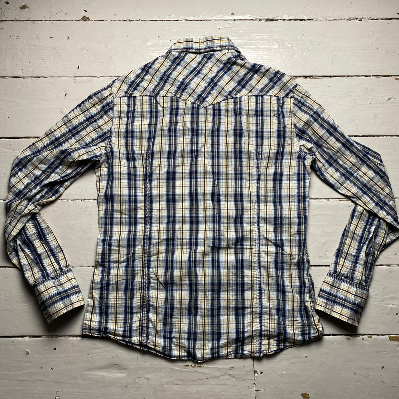 True Religion Blue Cream Plaid Checked Shirt