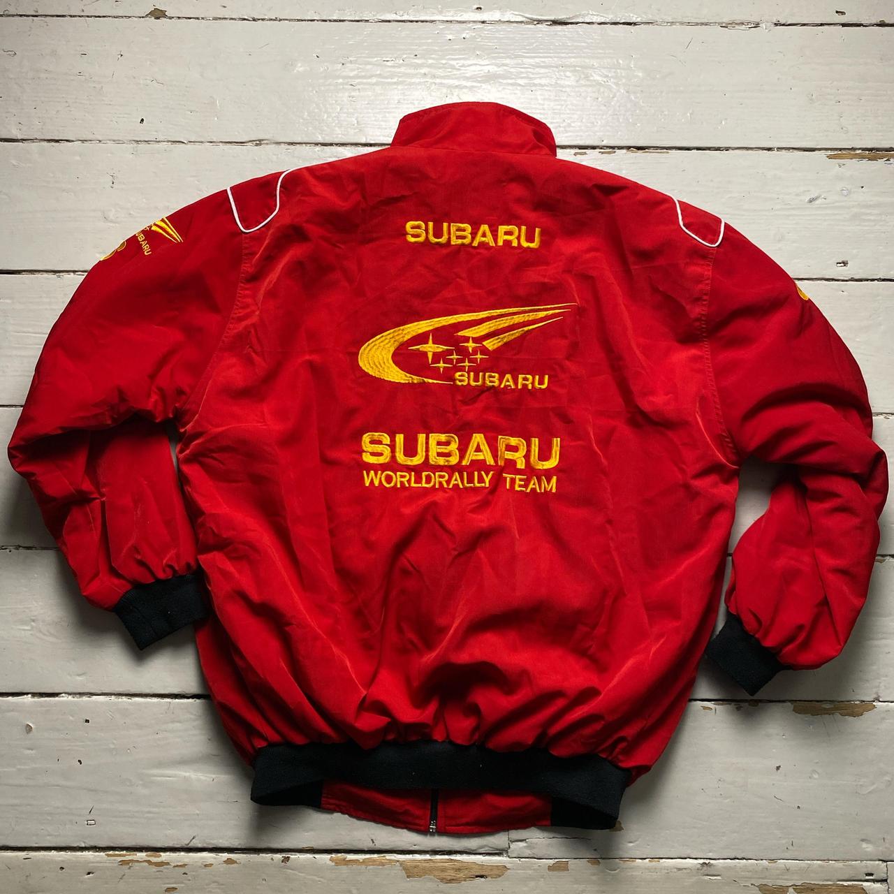 Subaru Rally Team Red and Yellow Vintage Bomber Jacket