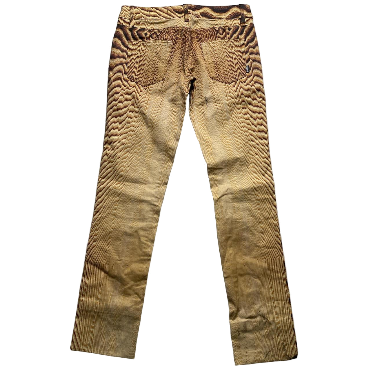 Just Cavalli Beige Brown Ripple Print Jean Trousers (27W)