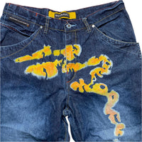 Outkast Clothing Vintage y2k Baggy Multi Rainbow Colour Prints Jeans (36W)