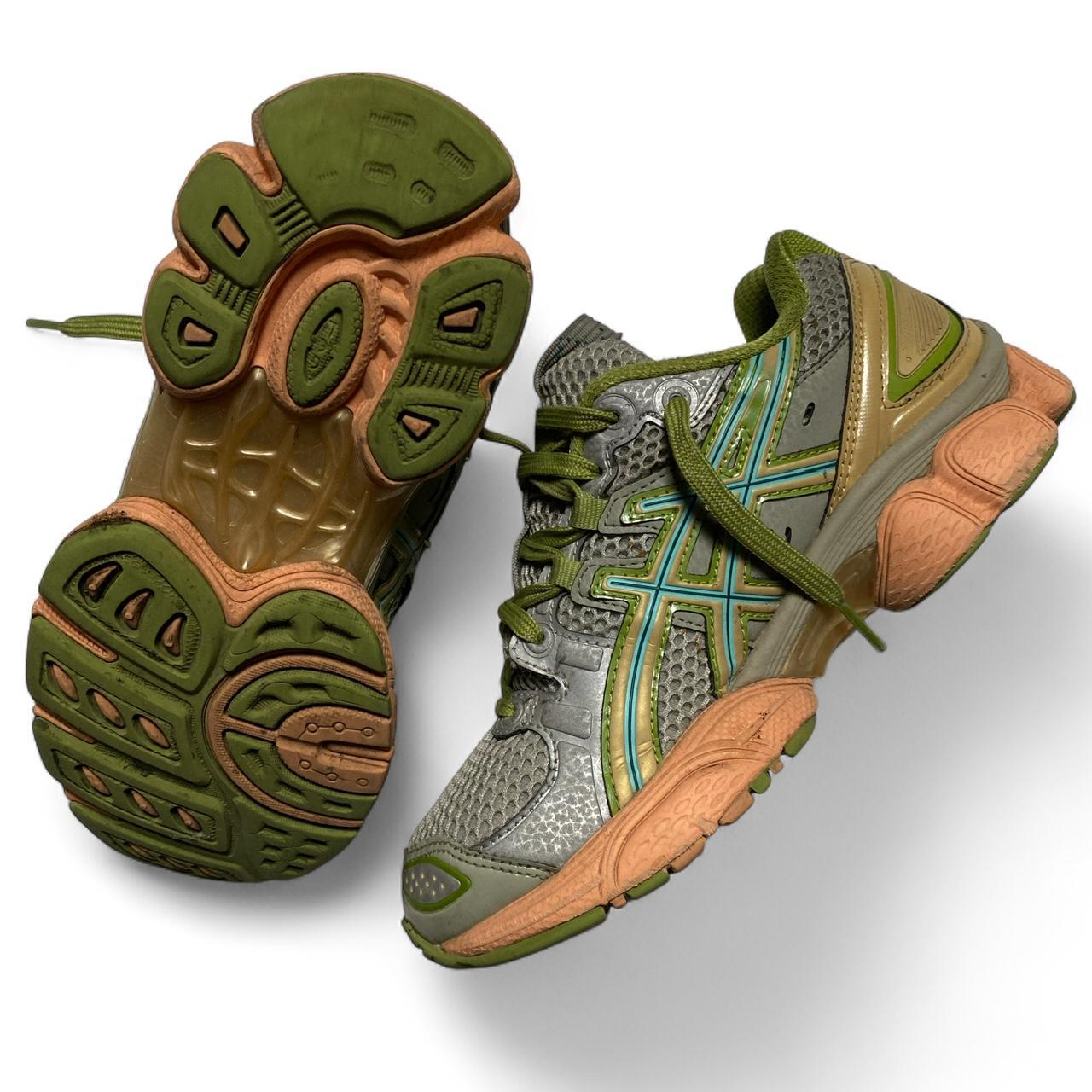 Asics Gel Nimbus 9 Green Pink and Grey Trainers (UK 3)