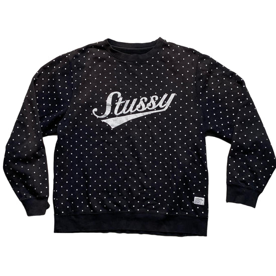Stussy Black Polkadot Spellout Jumper Black and White (L)