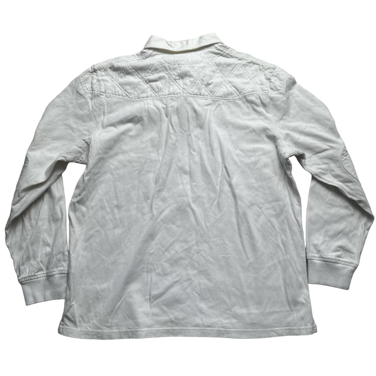 Polo Ralph Lauren White and Navy Rugby Polo Long Sleeve Shirt (XL)