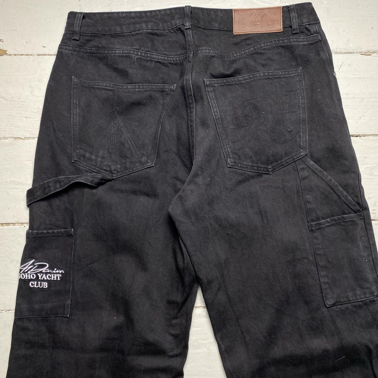 A1 Denim Soho Yacht Club Black Baggy Carpenter Cargo Denim Jeans