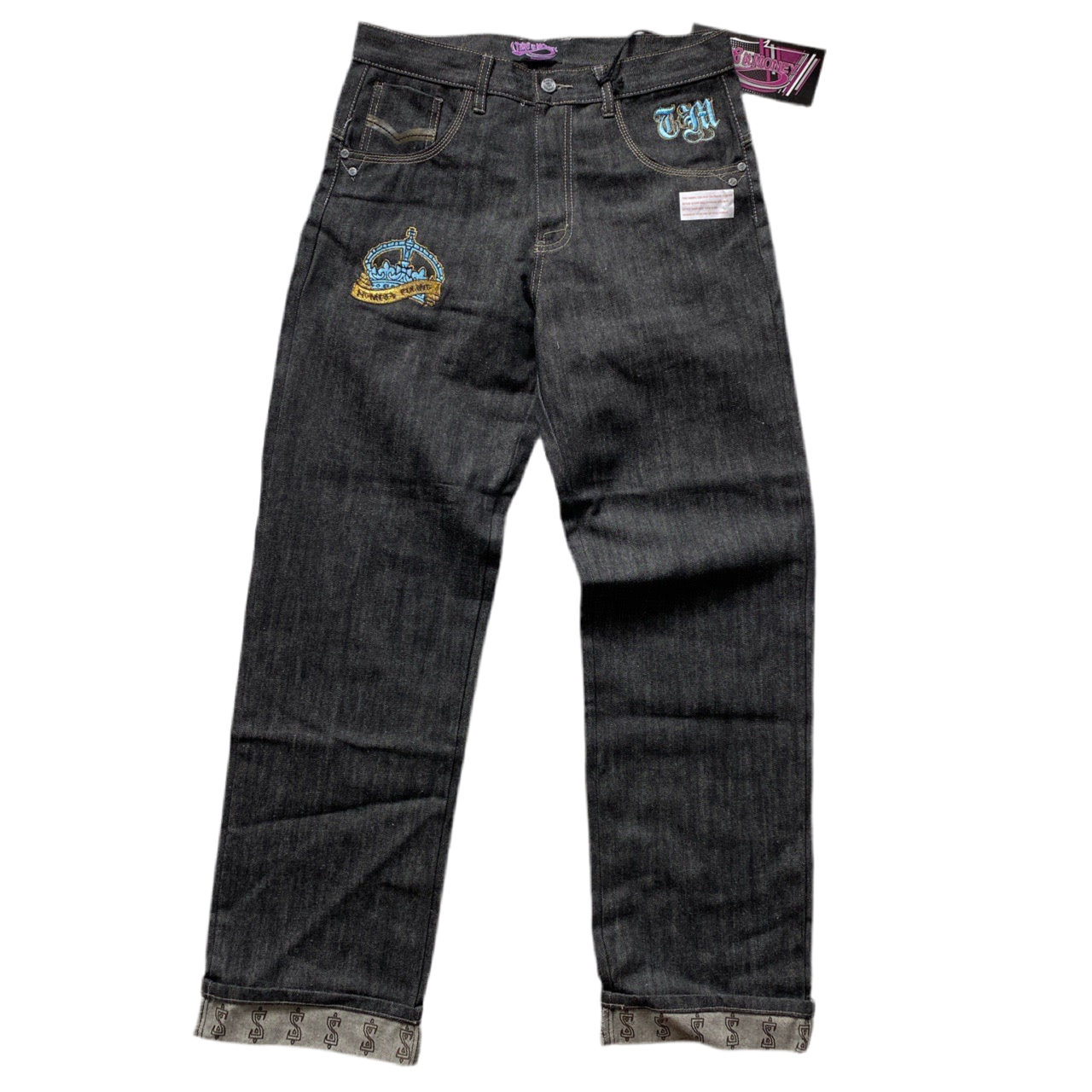 Time Is Money Vintage Embroidered Jeans (32W)