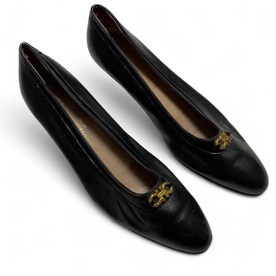 Ferragamo Black Leather Womens Heel Court Shoes (UK 8)