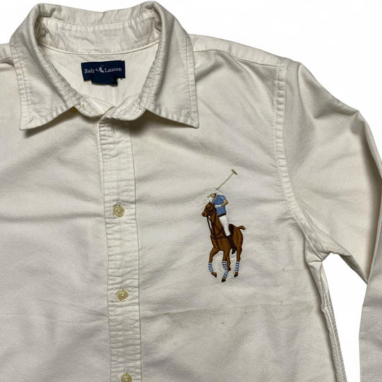 Polo Ralph Lauren Womens Big Pony White and Brown Long Sleeve Shirt (16)