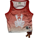 Clints Mesh Tank Top Vest Red and White Ombre Blend (S)