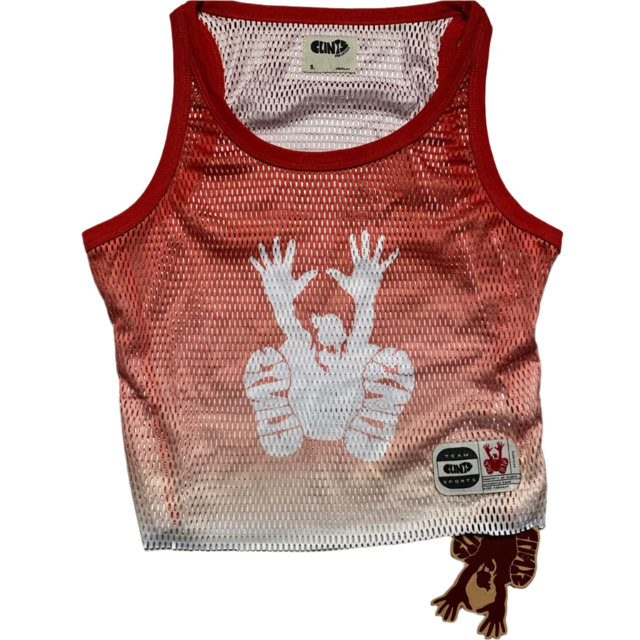 Clints Mesh Tank Top Vest Red and White Ombre Blend (S)