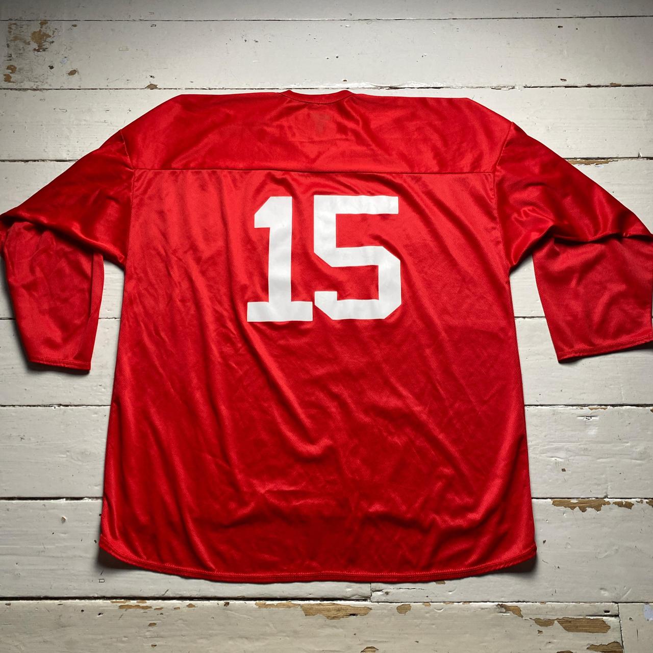 Red and white vintage Langley Rivermen hockey jersey